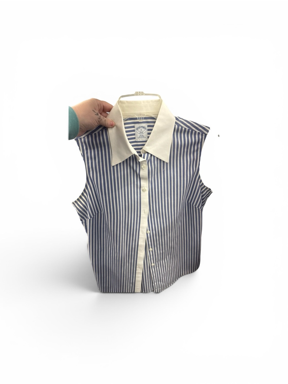 Brooks Brothers Classic Striped Sleeveless Shirt – Blue & White